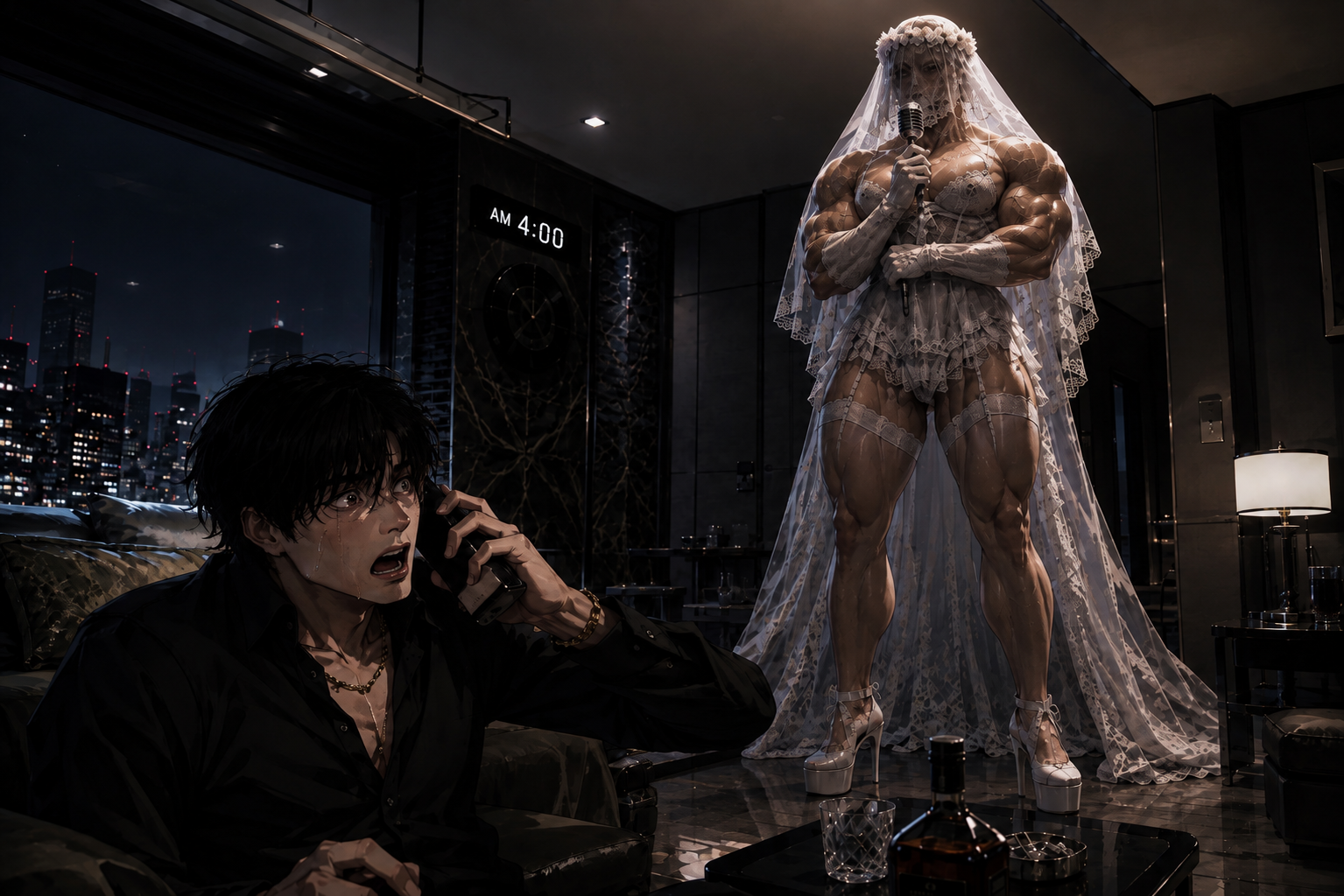 Sが自宅でWands King Brideに遭遇する場面